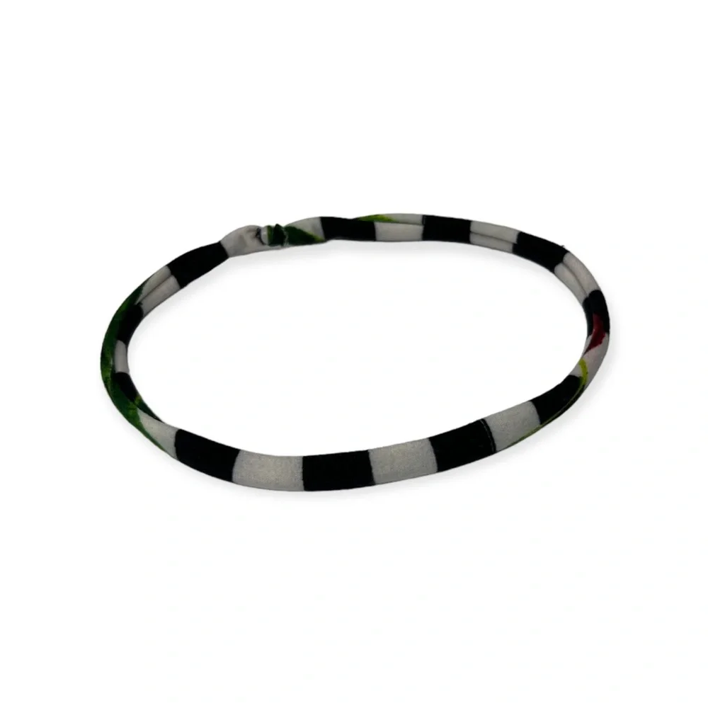 Buskins Striped with Rose Headband/Bracelet/ PonyTail Holder OS